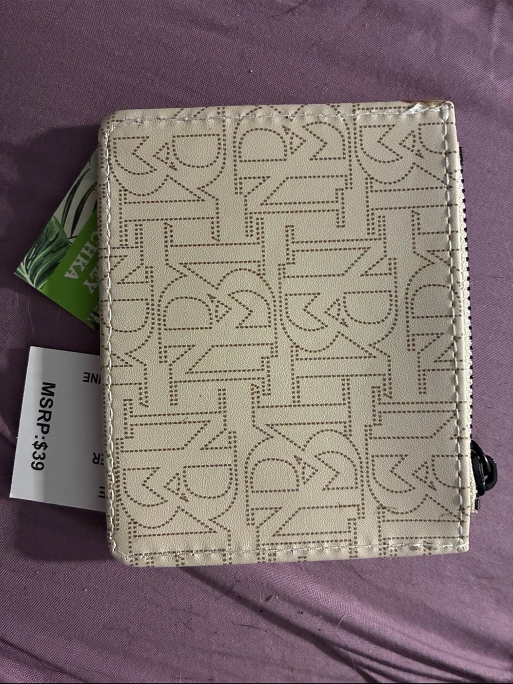 Badgley Mischka Beige Monogram Card Holder with Black Logo - Picture 5 of 5